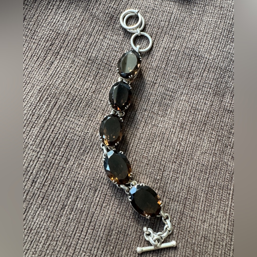 Sterling Silver Natural smoky quartz bracelet